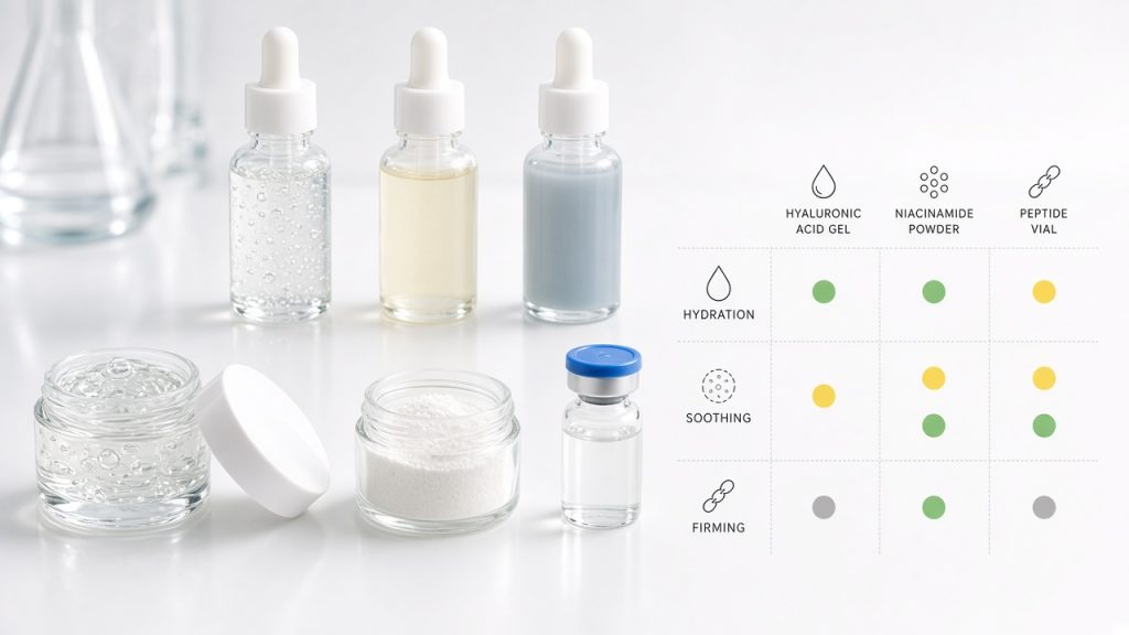 Cosmetic compatibility matrix for Syn-Ake peptide with hyaluronic acid and niacinamide