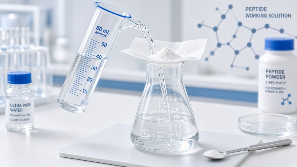Laboratory preparation of Syn-Ake peptide working solution for cosmetic batches