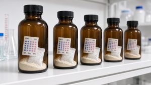 Sealed Syn-Ake peptide raw material stored refrigerated for cosmetic manufacturing