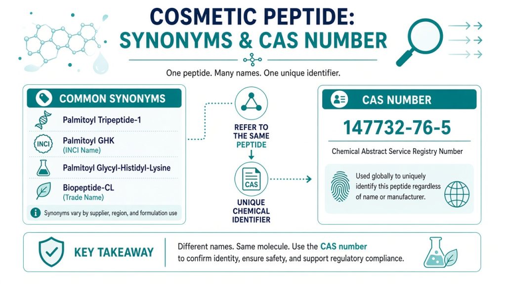 INCI and CAS synonym map for Syn-Ake Dipeptide Diaminobutyroyl Benzylamide Diacetate