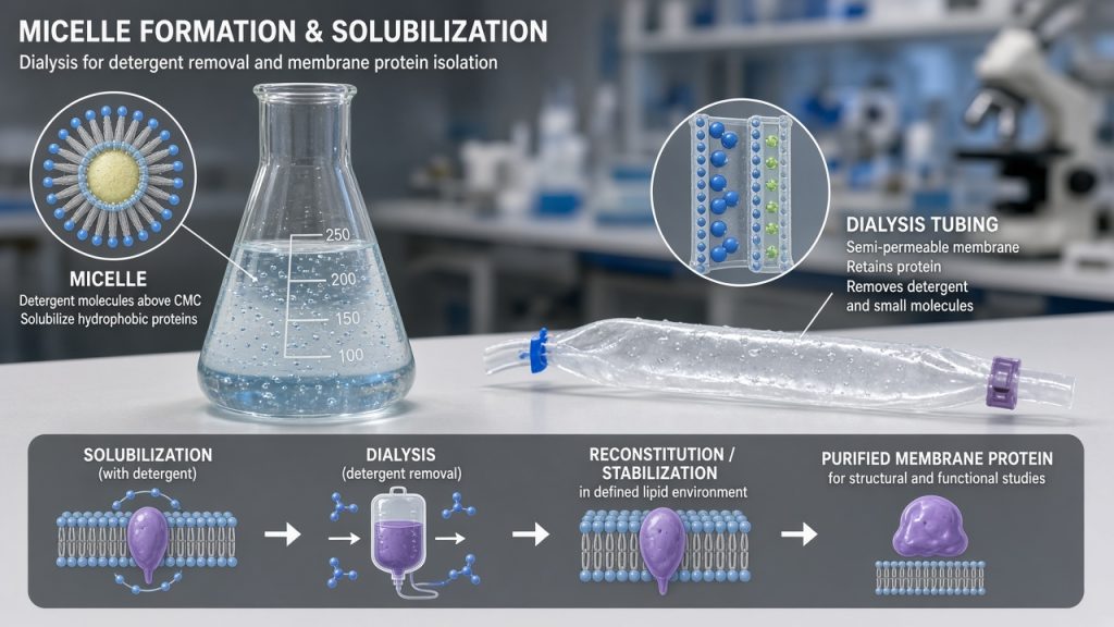 Biochemistry lab workflow using sodium taurodeoxycholate bile salt micelles